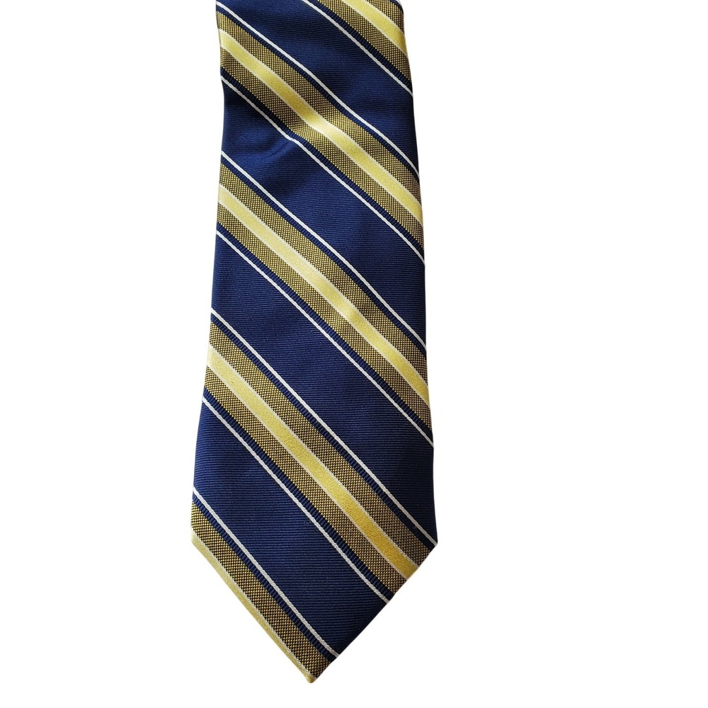 Jos. A. Bank Traveler Silk Tie Navy Gold Stripe Necktie Business Formal